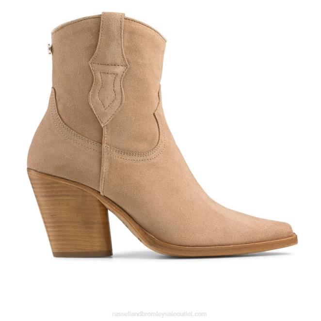 VXTJ344 beige Russell And Bromley mujer bota vaquera con tacón cash