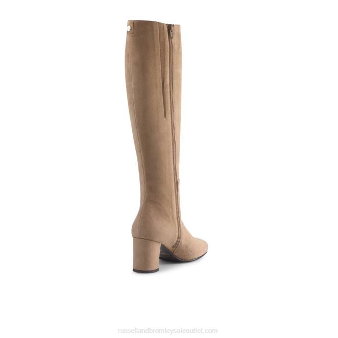 VXTJ348 beige Russell And Bromley mujer bota de doma hasta la rodilla