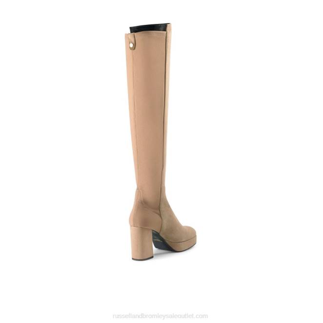 VXTJ354 beige Russell And Bromley mujer cariño hola plataforma estirar hasta la rodilla