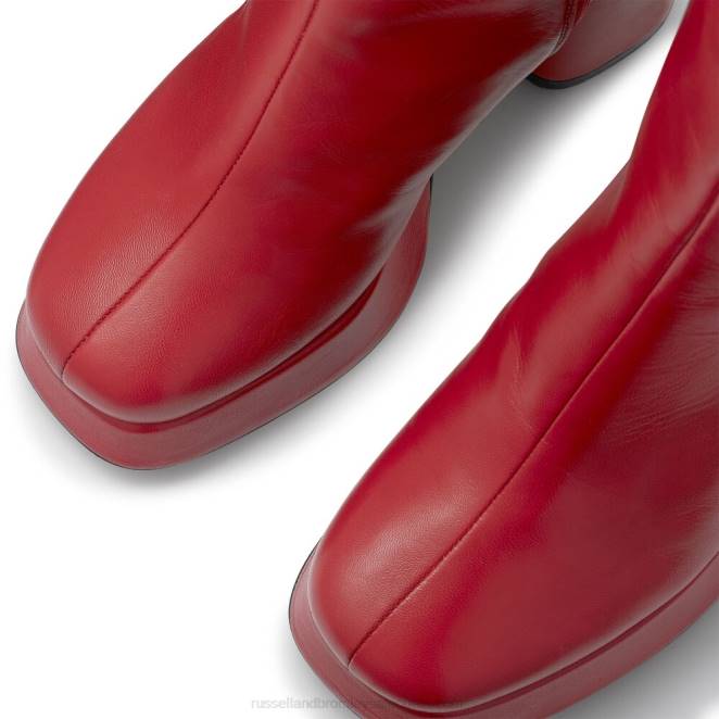 VXTJ361 rojo Russell And Bromley mujer bota alta hasta la rodilla con plataforma