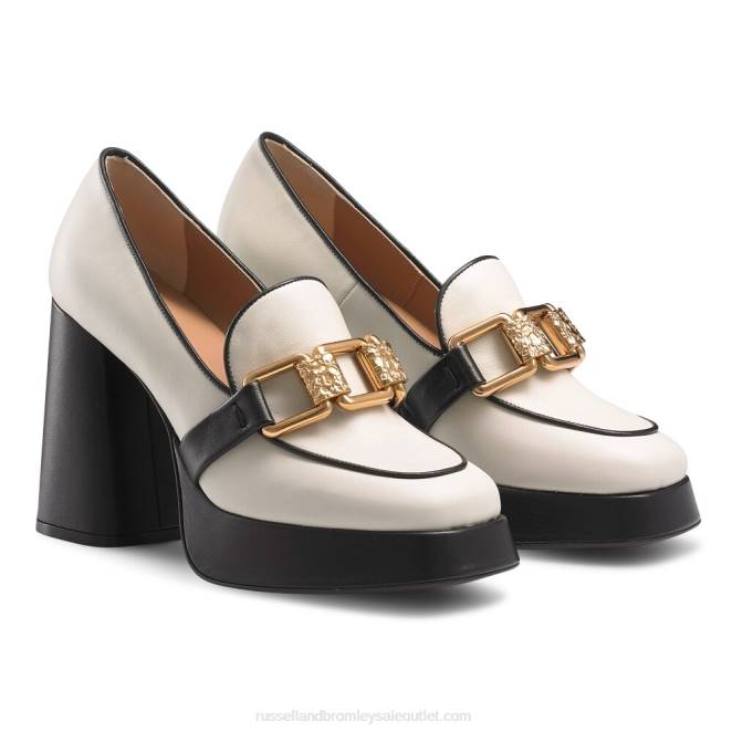 VXTJ108 blanco Russell And Bromley mujer mocasines con plataforma runtheworld