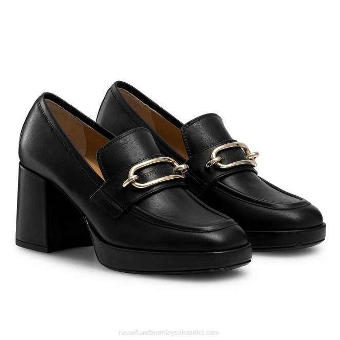 VXTJ110 negro Russell And Bromley mujer mocasines con plataforma en bloque