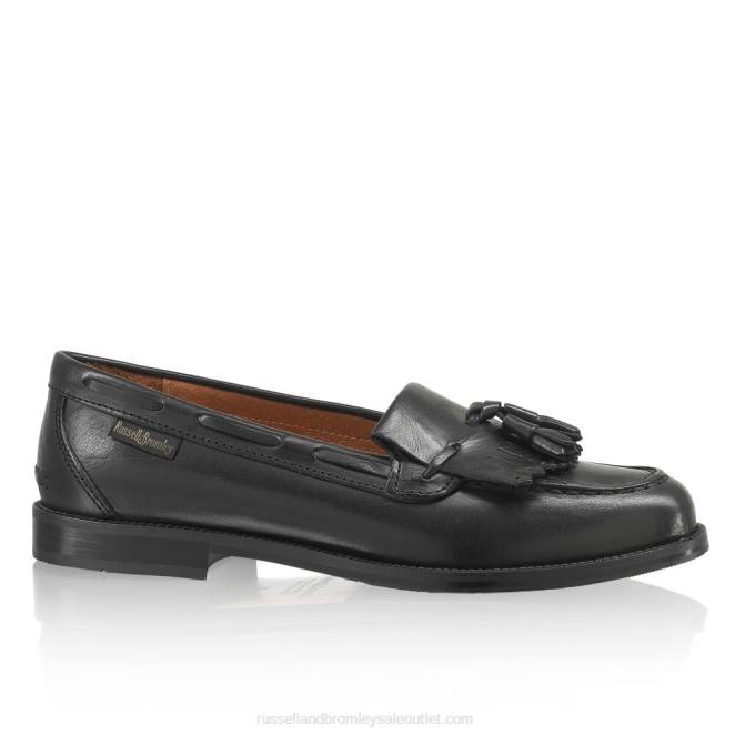 VXTJ192 negro Russell And Bromley mujer mocasines Chester con borlas