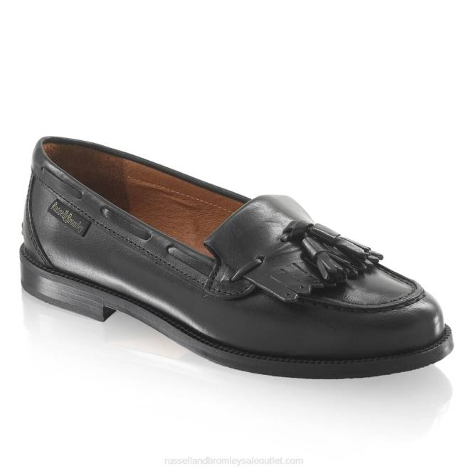 VXTJ192 negro Russell And Bromley mujer mocasines Chester con borlas