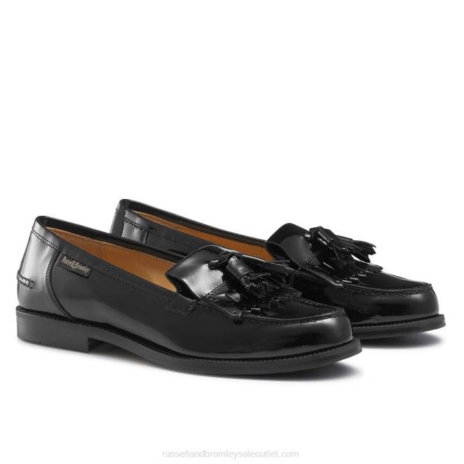 VXTJ196 negro Russell And Bromley mujer mocasines Chester con borlas