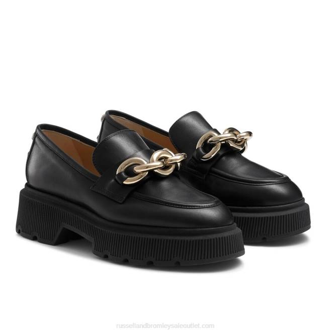 VXTJ198 negro Russell And Bromley mujer holgazán ringo heavy ring