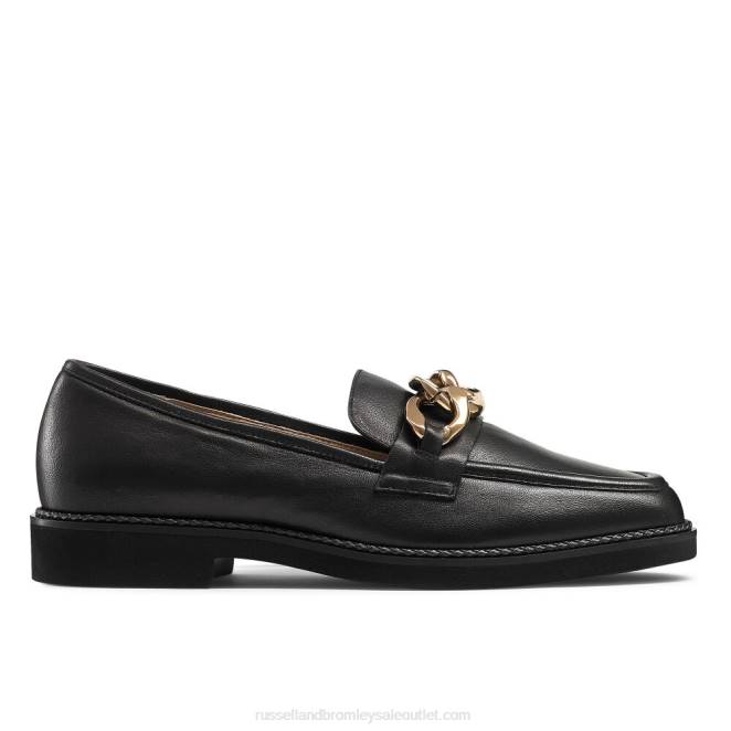 VXTJ200 negro Russell And Bromley mujer mocasines Cleopatra con 3 anillos