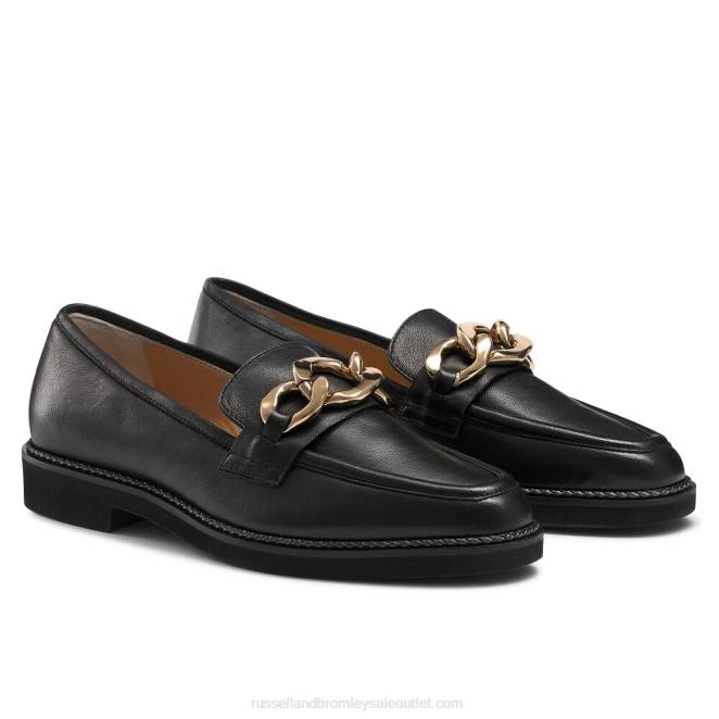 VXTJ200 negro Russell And Bromley mujer mocasines Cleopatra con 3 anillos