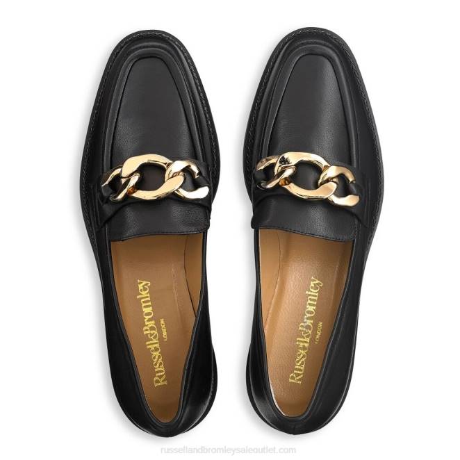 VXTJ200 negro Russell And Bromley mujer mocasines Cleopatra con 3 anillos