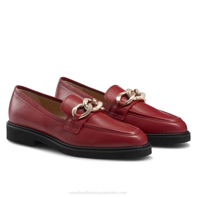 VXTJ201 rojo Russell And Bromley mujer mocasines Cleopatra con 3 anillos