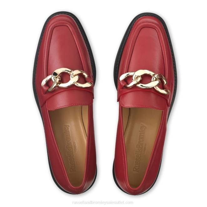 VXTJ201 rojo Russell And Bromley mujer mocasines Cleopatra con 3 anillos