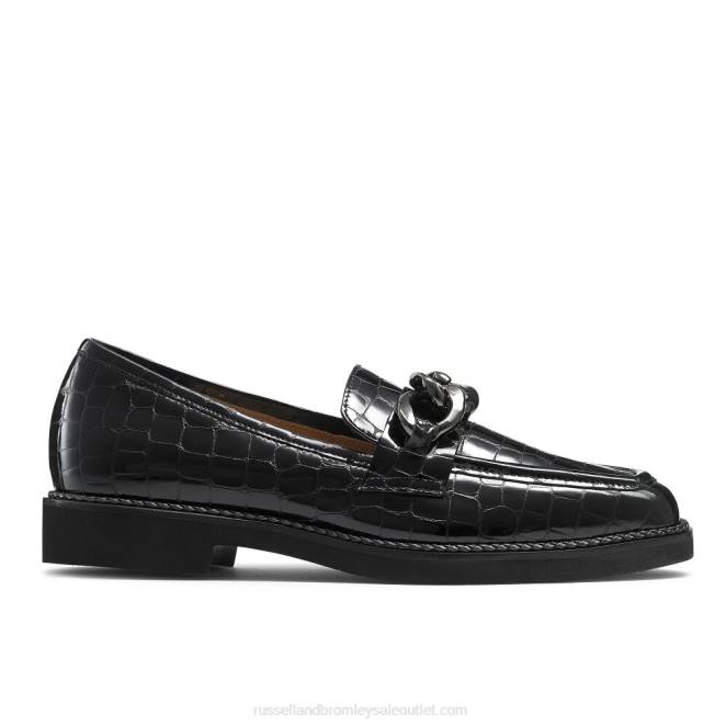 VXTJ202 negro Russell And Bromley mujer mocasines Cleopatra con 3 anillos