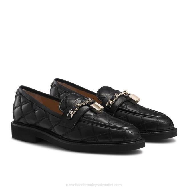 VXTJ203 negro Russell And Bromley mujer mocasines kiya con cadena