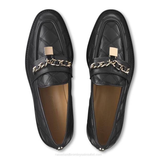 VXTJ203 negro Russell And Bromley mujer mocasines kiya con cadena