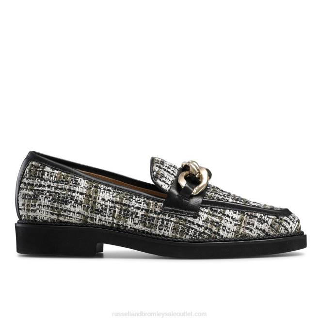 VXTJ205 negro Russell And Bromley mujer mocasines Cleopatra con 3 anillos