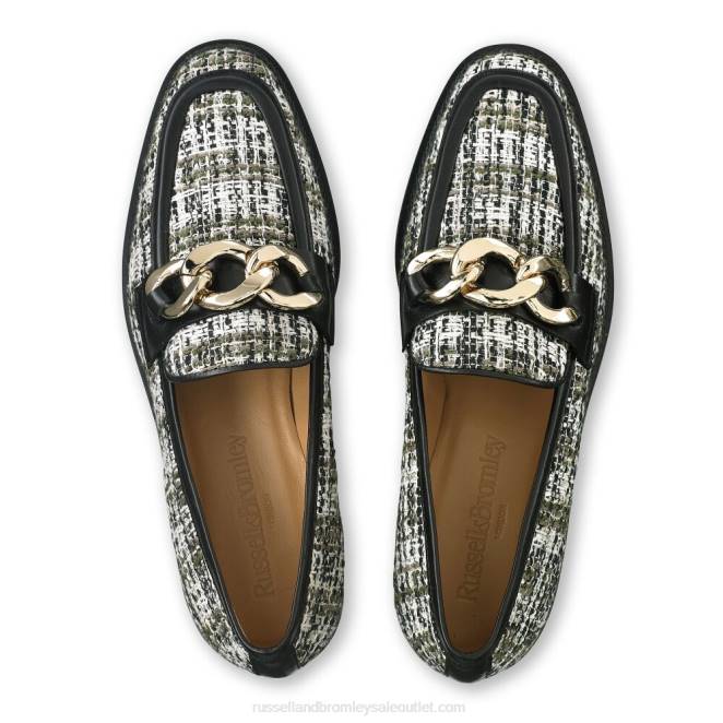 VXTJ205 negro Russell And Bromley mujer mocasines Cleopatra con 3 anillos