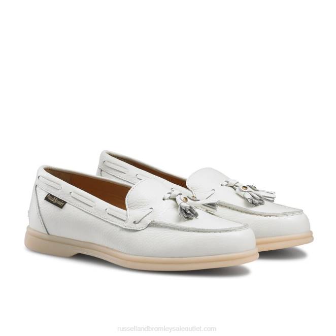 VXTJ218 blanco Russell And Bromley mujer Sandbanks borla zapato de ocio