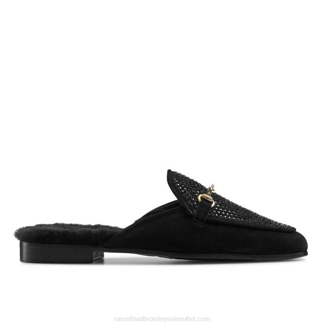 VXTJ228 negro Russell And Bromley mujer mocasines sin espalda con adornos loafermule