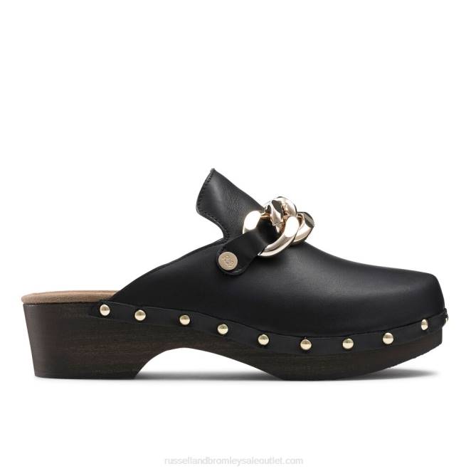 VXTJ230 negro Russell And Bromley mujer zuecos cerrados con cadena dellabosco