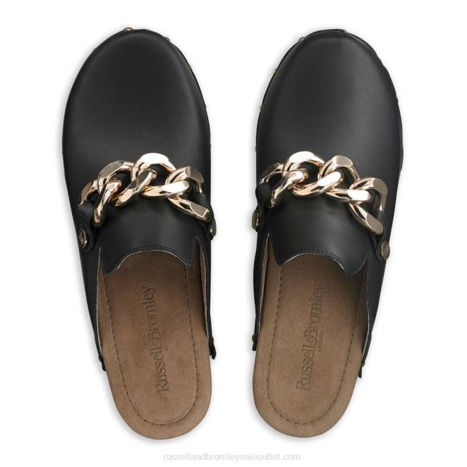 VXTJ230 negro Russell And Bromley mujer zuecos cerrados con cadena dellabosco