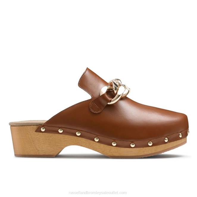 VXTJ231 marrón Russell And Bromley mujer zuecos cerrados con cadena dellabosco