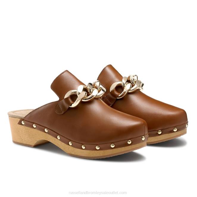 VXTJ231 marrón Russell And Bromley mujer zuecos cerrados con cadena dellabosco