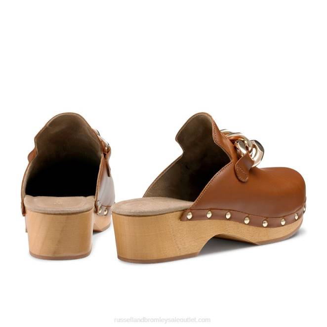 VXTJ231 marrón Russell And Bromley mujer zuecos cerrados con cadena dellabosco