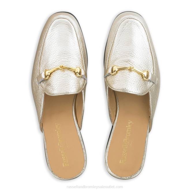 VXTJ235 oro Russell And Bromley mujer mocasín sin espalda loafermule