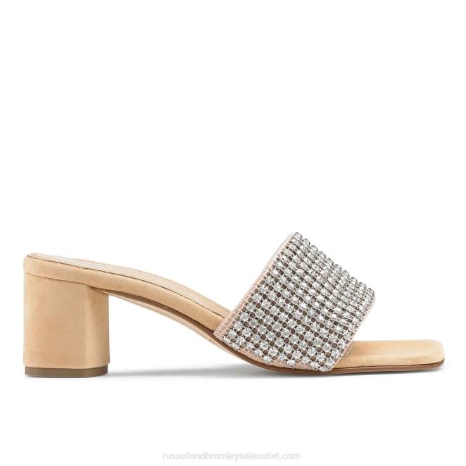 VXTJ145 beige Russell And Bromley mujer mules con bloques de strass de blingbloc