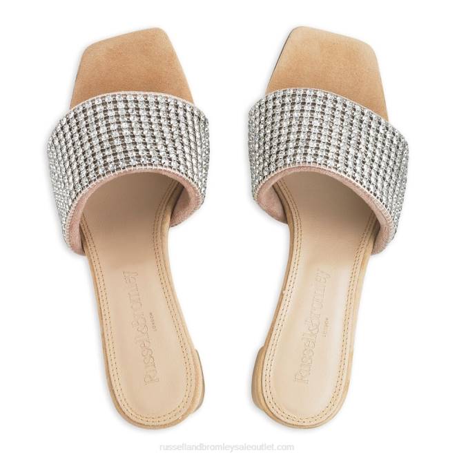 VXTJ145 beige Russell And Bromley mujer mules con bloques de strass de blingbloc