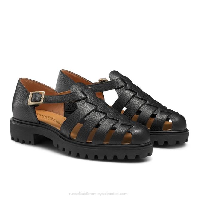 VXTJ248 negro Russell And Bromley mujer sandalias de pescador gruesas sicilia