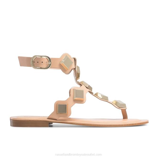 VXTJ372 rosa Russell And Bromley mujer sandalias de dedo con tachuelas y medallas