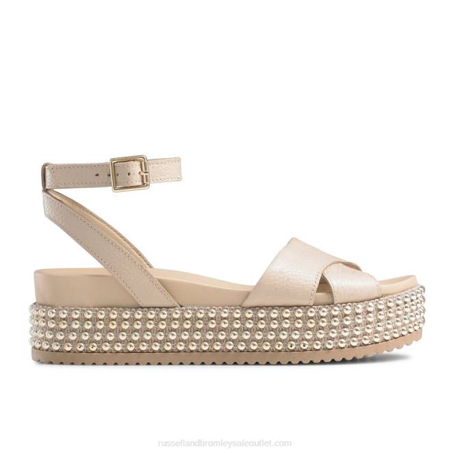 VXTJ375 rubor Russell And Bromley mujer sandalias con plataforma plana y perla goldmine