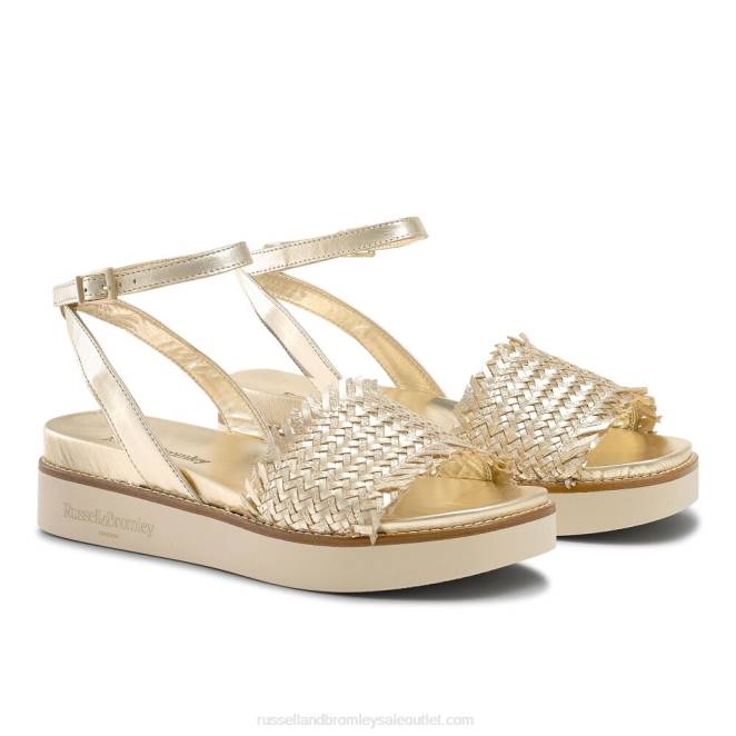 VXTJ379 metálico Russell And Bromley mujer sandalias orlando con plantilla tejida