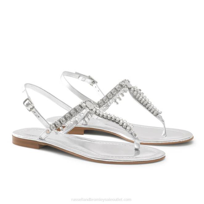 VXTJ404 plata Russell And Bromley mujer sandalias con detalles de cristal