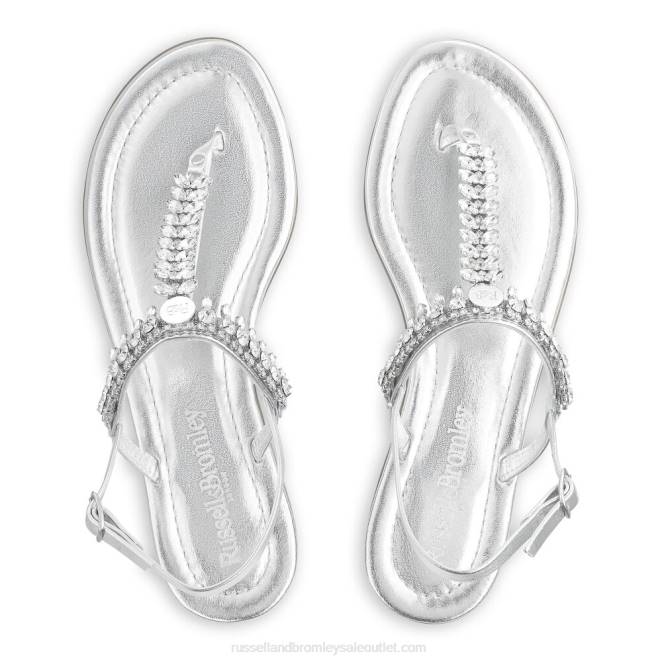 VXTJ404 plata Russell And Bromley mujer sandalias con detalles de cristal