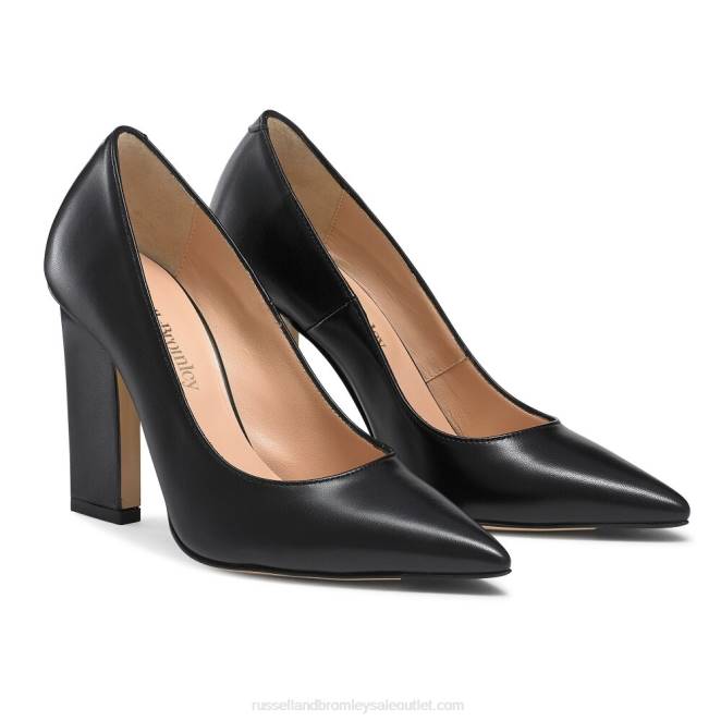 VXTJ134 negro Russell And Bromley mujer zapato de salón tacón hoja 100 puntas