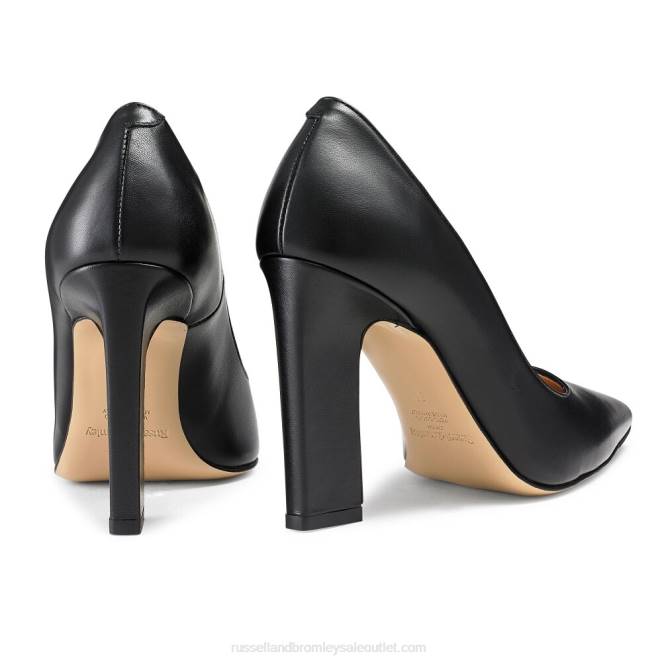 VXTJ134 negro Russell And Bromley mujer zapato de salón tacón hoja 100 puntas