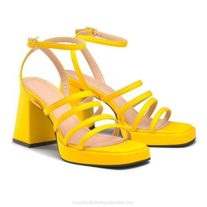 VXTJ171 amarillo Russell And Bromley mujer plataforma de tacón acampanado con tiras de yeahbaby