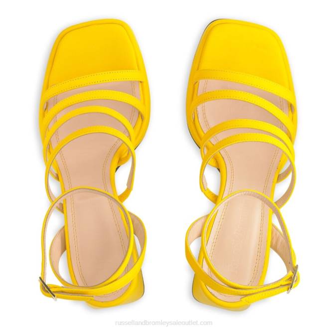 VXTJ171 amarillo Russell And Bromley mujer plataforma de tacón acampanado con tiras de yeahbaby