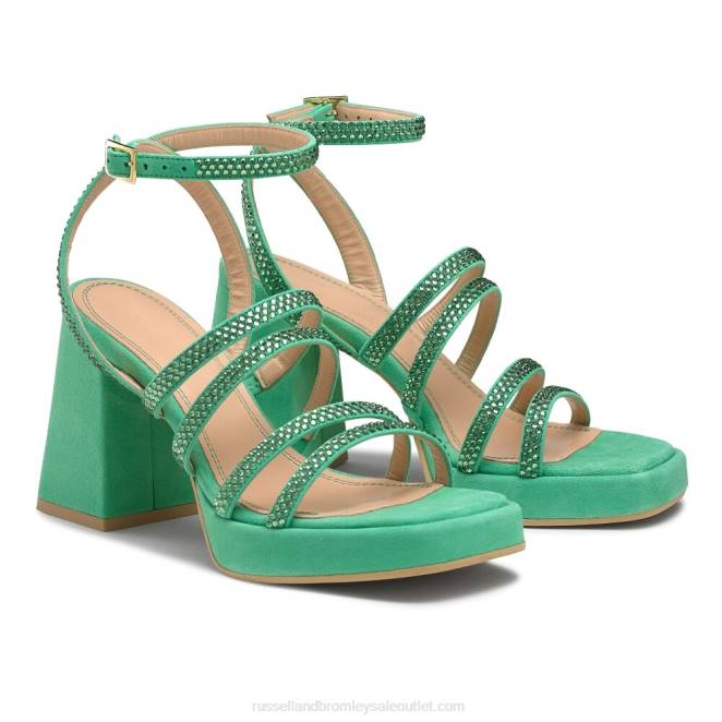 VXTJ173 verde Russell And Bromley mujer plataforma de tiras enjoyada yeahbaby