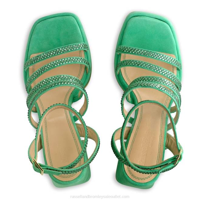 VXTJ173 verde Russell And Bromley mujer plataforma de tiras enjoyada yeahbaby