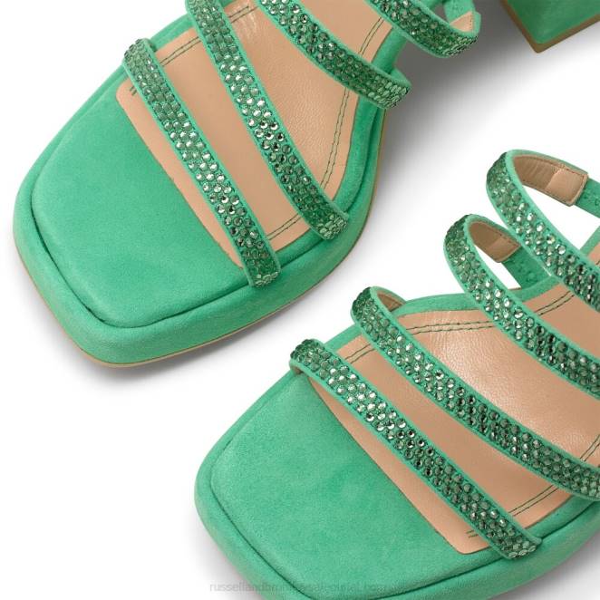 VXTJ173 verde Russell And Bromley mujer plataforma de tiras enjoyada yeahbaby