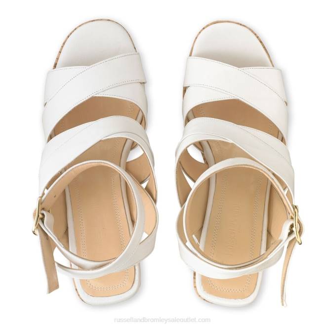 VXTJ182 blanco Russell And Bromley mujer cuña de tiras bliss