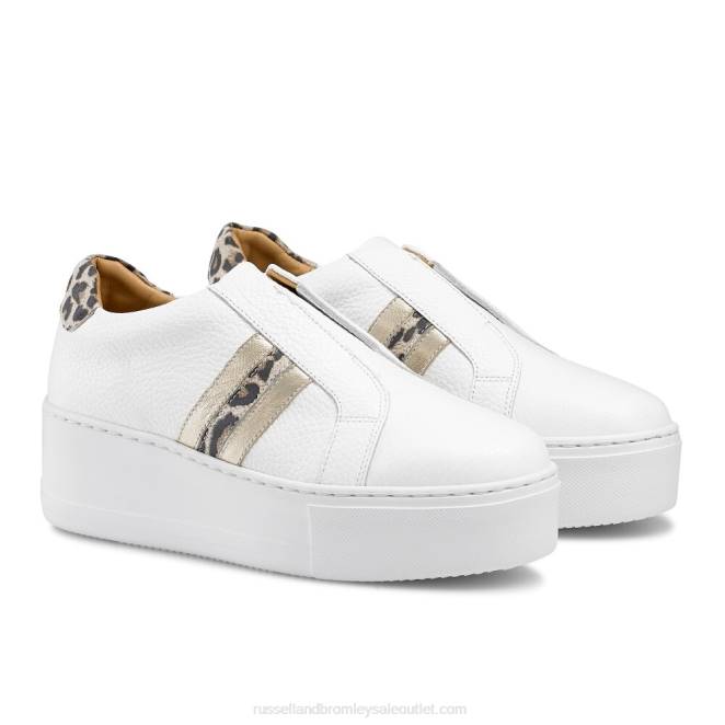 VXTJ11 blanco Russell And Bromley mujer tenis con plataforma plana y rayas