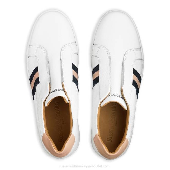 VXTJ12 blanco Russell And Bromley mujer tenis con plataforma plana y rayas