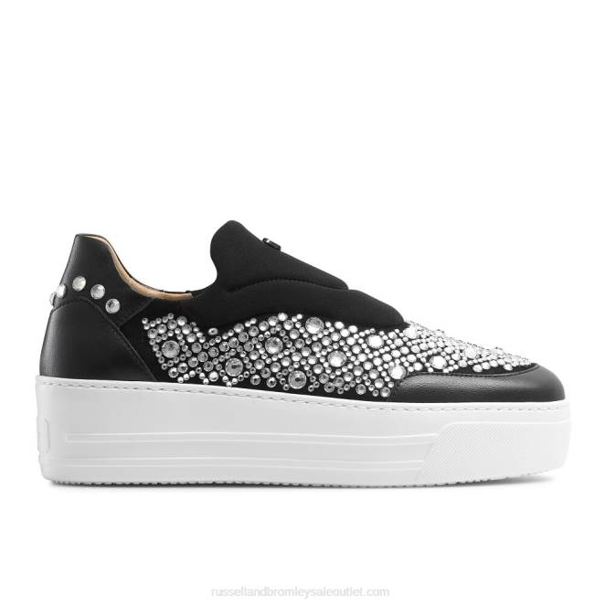 VXTJ13 negro Russell And Bromley mujer tenis sin cordones con adornos idolize