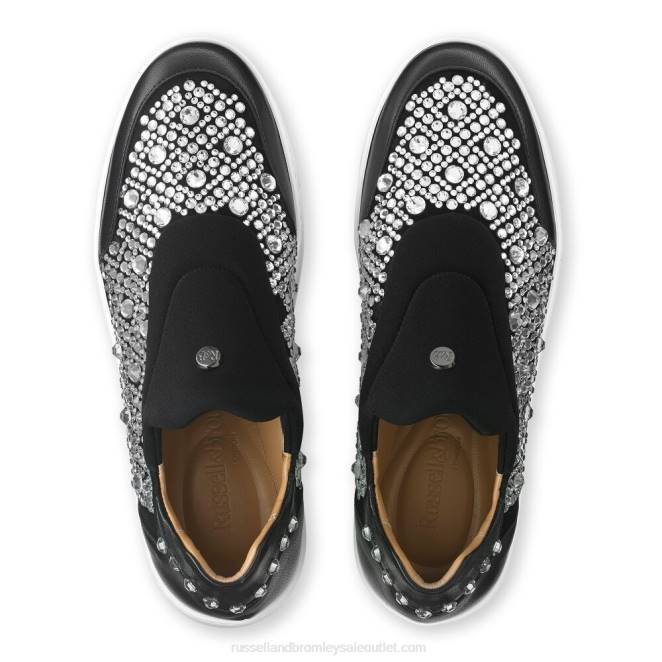 VXTJ13 negro Russell And Bromley mujer tenis sin cordones con adornos idolize