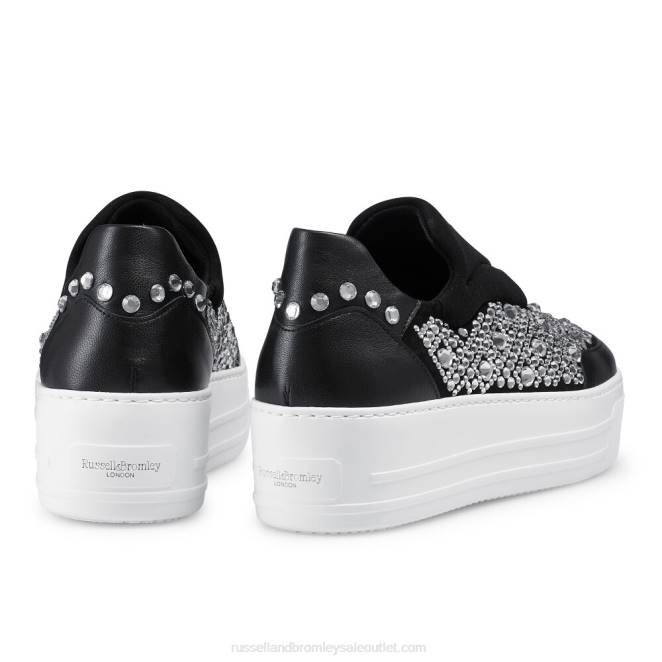 VXTJ13 negro Russell And Bromley mujer tenis sin cordones con adornos idolize