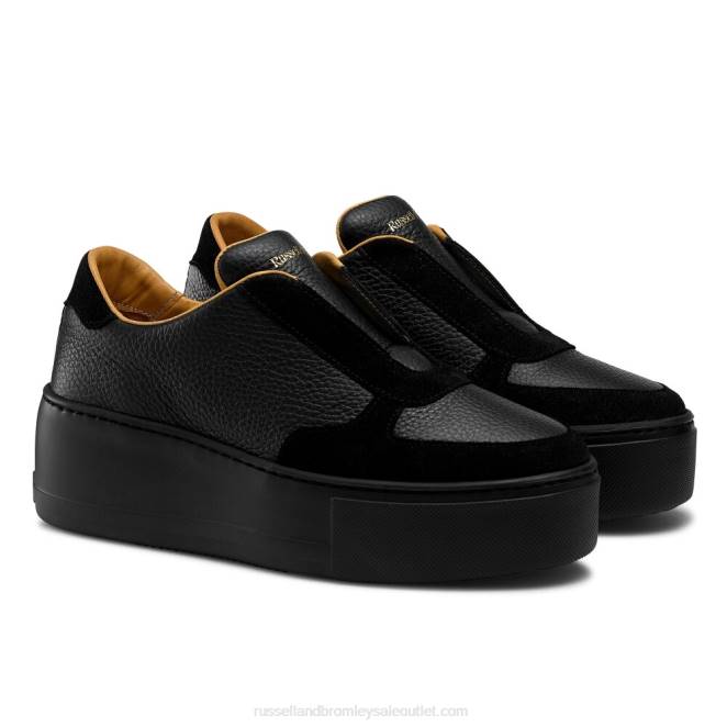 VXTJ15 negro Russell And Bromley mujer zapatillas park ave con plataforma plana y sin cordones